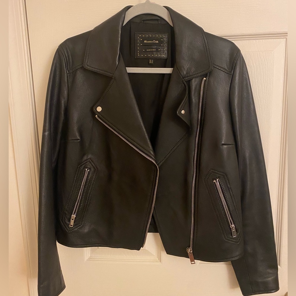 Massimo Dutti Leather Moto Jacket